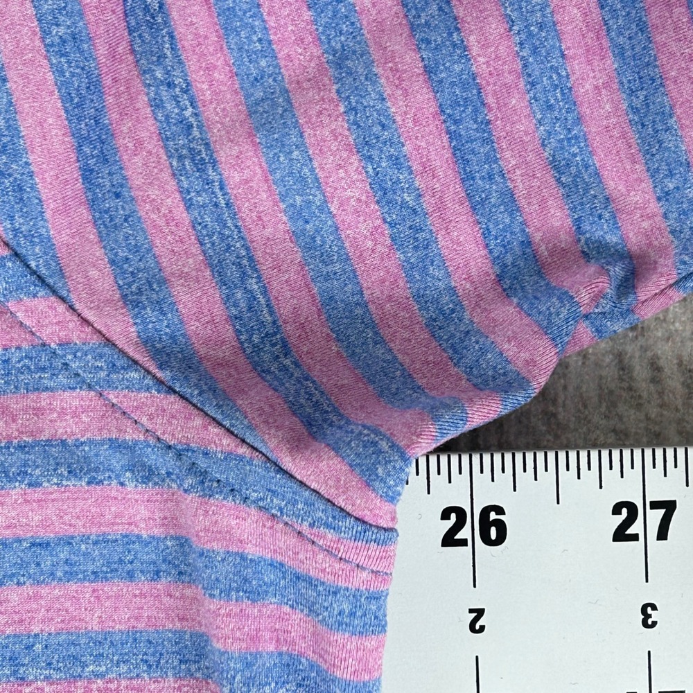 Peter Millar Summer Comfort Polo Mens XL Pink Blue Striped Golf Performance - Picture 6 of 7